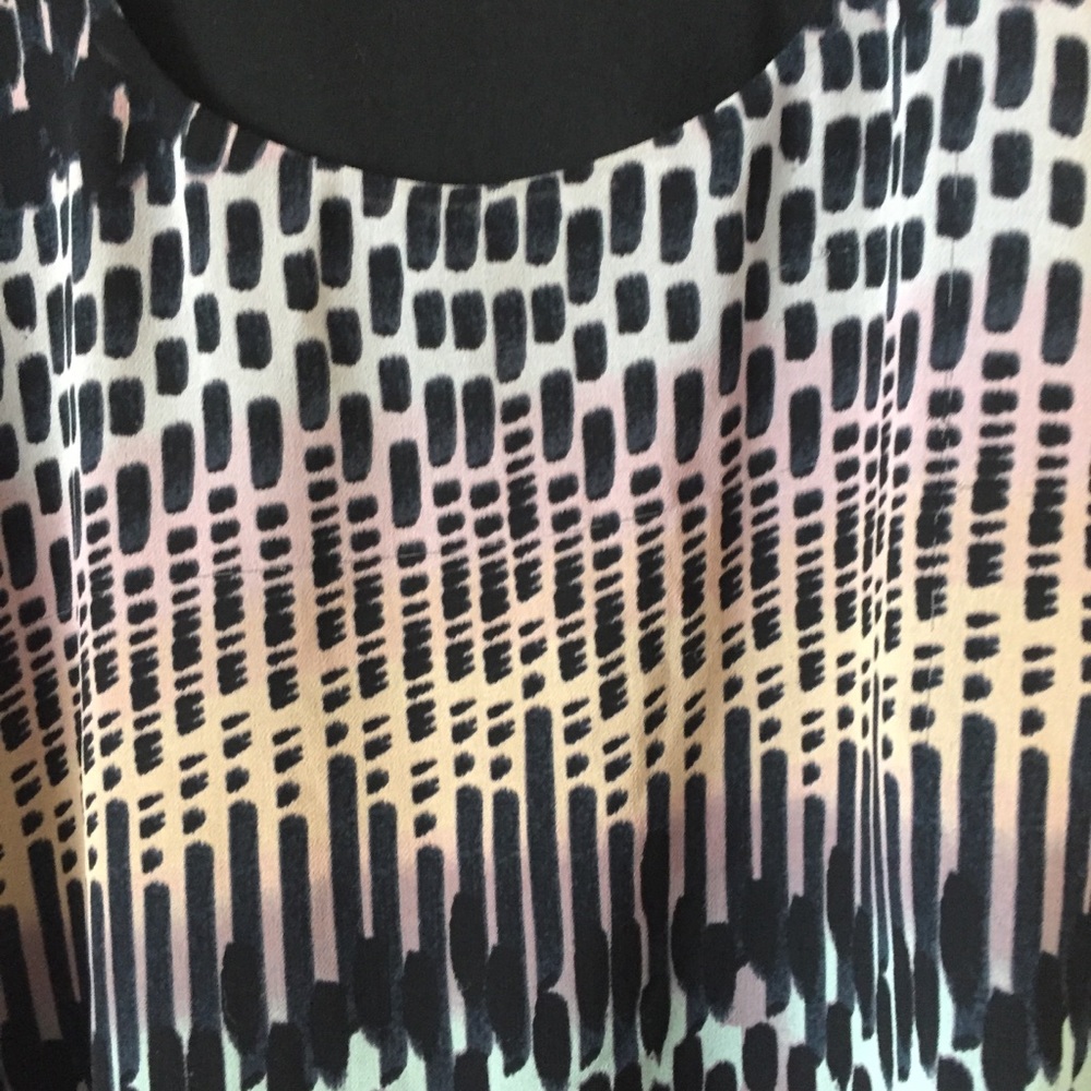 Silence & Noise Black Print A Symmetrical Dress L - image 7